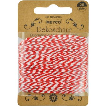 Meyco Decoratie Touw Rood-Wit Ø2mm x 25m|Bakkerstouw|Katoenkoord